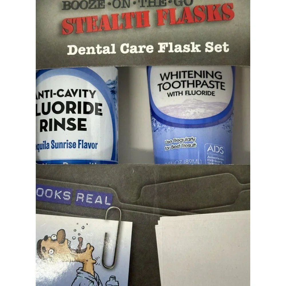 Stealth Flask Booze On The Go Dental‎ Care Flask Set Smuggler Set Toothpaste NIB